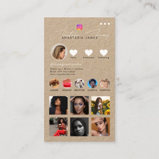 インフルエンサー写真食べ物を与えグリッドSocial Media Kraft 名刺 (裏面)