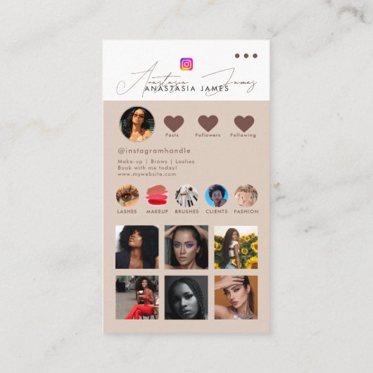 インフルエンサー写真食べ物を与えソーシャルメディアQRコードニュートラル 名刺 (裏面)