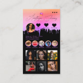 インフルエンサー写真食べ物を与えソーシャルメディアQRコードパープル 名刺 (裏面)