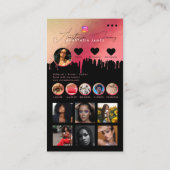 インフルエンサー写真食べ物を与えソーシャルメディアQRコードピンク 名刺 (裏面)