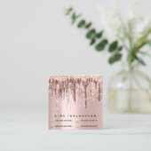 インフルエンサー化粧ドリップグリッターバラチョコレートピンク スクエア名刺 (スタンド正面)