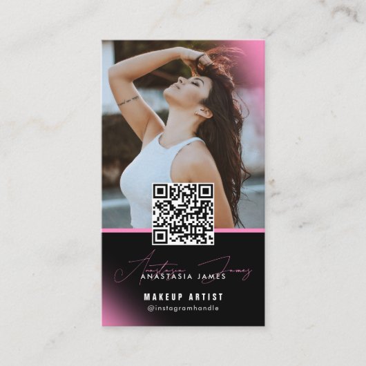 インフルエンサー美しいアーティストヘア爪、 ネイルラッシュピンク 名刺 (正面)