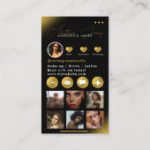 インフルエンサー美しいアーティストヘア爪、 ネイルラッシュ金ゴールド 名刺 (裏面)