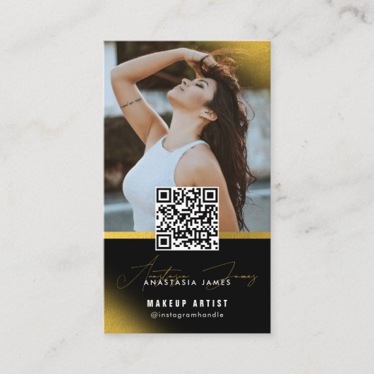 インフルエンサー美しいアーティストヘア爪、 ネイルラッシュ金ゴールド 名刺 (正面)