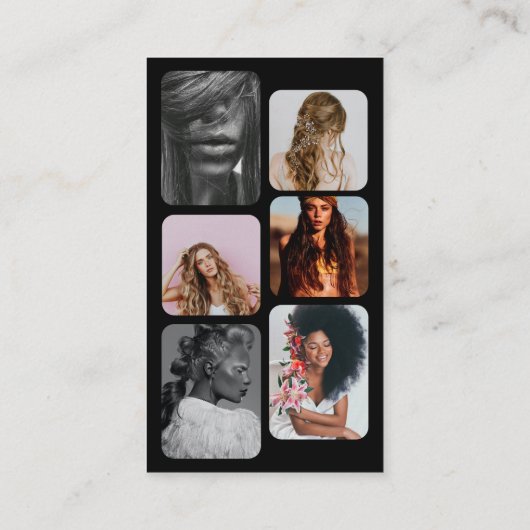 インフルエンサー美しいサロンヘアメイクアップ写真黒 名刺 (裏面)