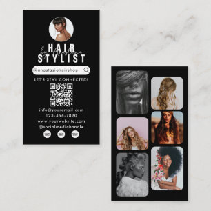 インフルエンサー美しいサロンヘアメイクアップ写真黒 名刺