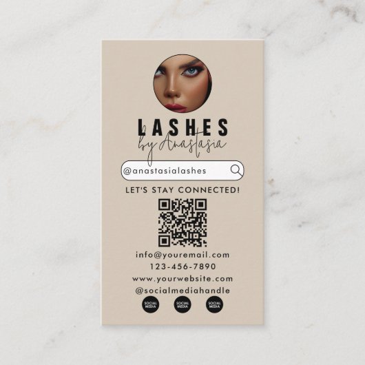 インフルエンサー美しいメイクアップアーティストの髪結い写真 名刺 (正面)