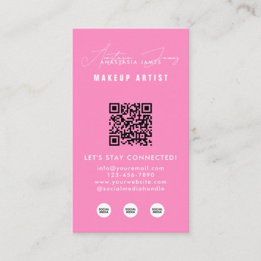 インフルエンサー美しいメイクアップアーティストソーシャルメディア 名刺 (正面)