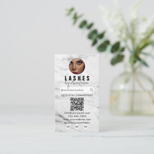 インフルエンサー美しいメイクアップアーティストヘアリーズ大理石 名刺 (スタンド正面)