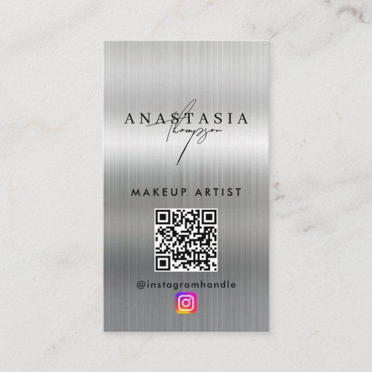 インフルエンサー美しい爪、 ネイルソーシャルメディアシルバー 名刺 (正面)