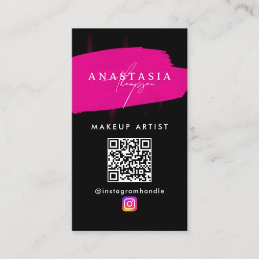インフルエンサー美しい爪、 ネイルソーシャルメディアブラックピンク 名刺 (正面)