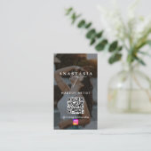 インフルエンサー美しい爪、 ネイルソーシャルメディアブラックモダン 名刺 (スタンド正面)