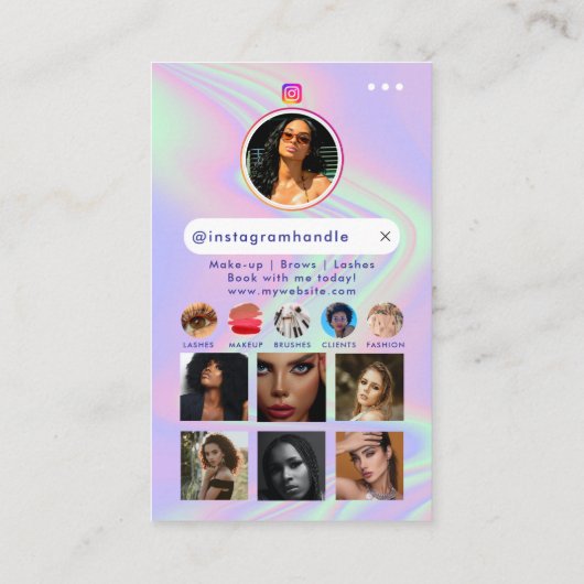 インフルエンサー美しい爪、 ネイルソーシャルメディアホログラフィック 名刺 (裏面)