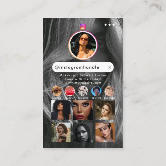 インフルエンサー美しい爪、 ネイルソーシャルメディア白黒 名刺 (裏面)