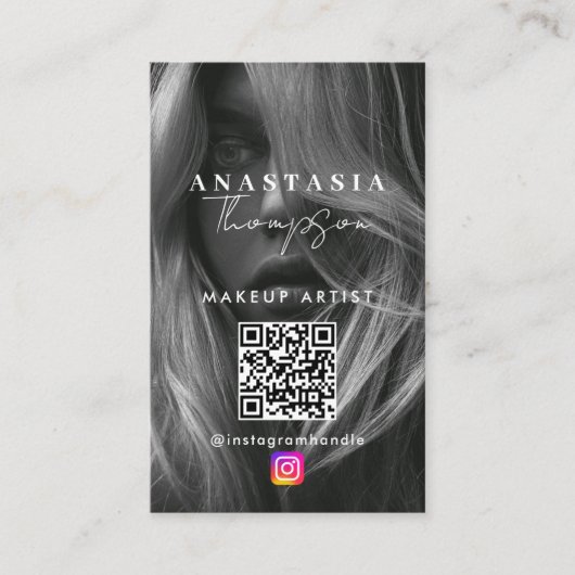 インフルエンサー美しい爪、 ネイルソーシャルメディア白黒 名刺 (正面)