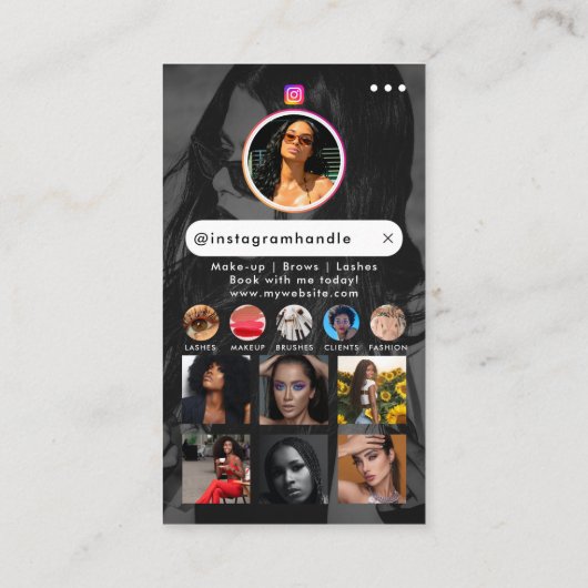 インフルエンサー美しい爪、 ネイルソーシャルメディア白黒 名刺 (裏面)