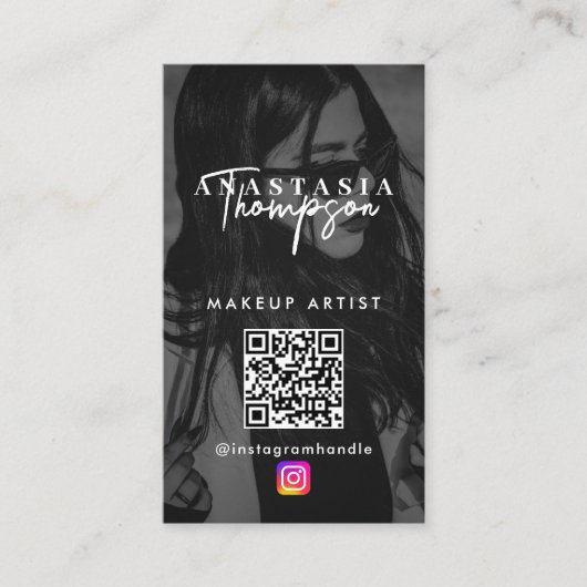 インフルエンサー美しい爪、 ネイルソーシャルメディア白黒 名刺 (正面)