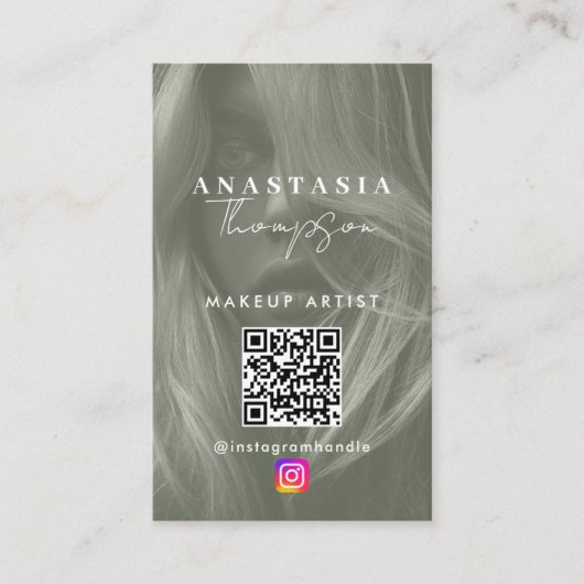 インフルエンサー美しい爪、 ネイルソーシャルメディアSage Green 名刺 (正面)