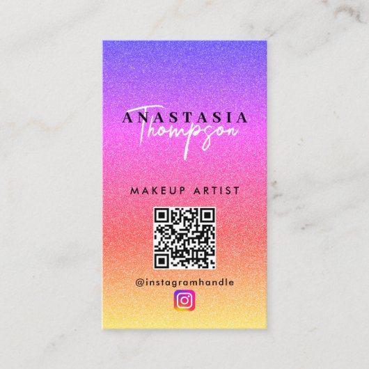 インフルエンサー美しい爪、 ネイル技術ソーシャルメディアQRコード 名刺 (正面)