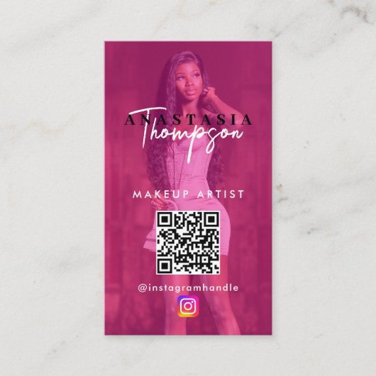 インフルエンサー美しい爪、 ネイル技術ソーシャルメディアQRコード 名刺 (正面)