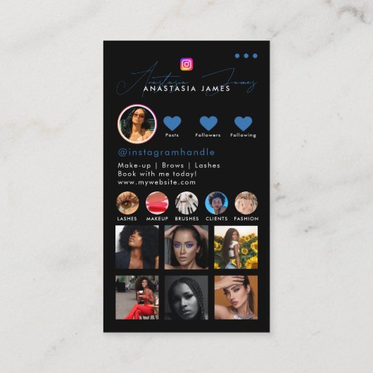 インフルエンサー食べ物を与えフォトグリッドソーシャルメディアQRコード 名刺 (裏面)