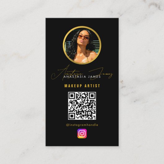 インフルエンサー食べ物を与えフォトグリッドソーシャルメディアQRコード 名刺 (正面)