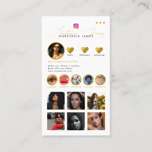 インフルエンサー食べ物を与えフォトグリッドソーシャルメディアQRコード 名刺 (裏面)