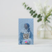 インフルエンサー食べ物を与えフォトグリッドソーシャルメディアQRコード 名刺 (スタンド正面)