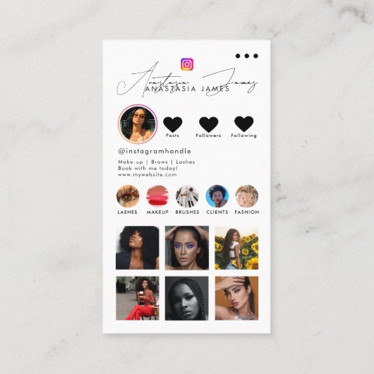 インフルエンサー食べ物を与えフォトグリッドQRコード白黒 名刺 (裏面)