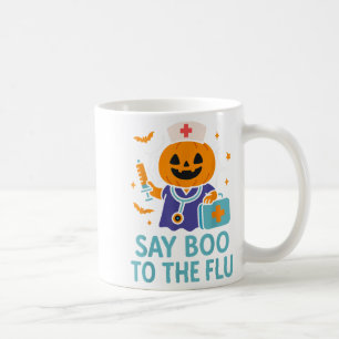 インフルエンザにブーっと叫ぼう ハロウィン 予防接種 かぼちゃ ナース コーヒーマグカップ