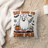 インフルエンザのおもしろいハロウィーンナース医にブーと言う クッション (ブランケット)