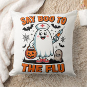 インフルエンザのおもしろいハロウィーンナース医にブーと言う クッション (ブランケット)