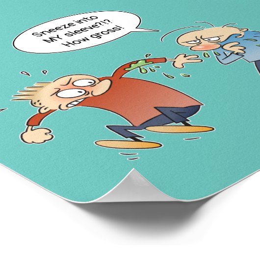 インフルエンザを広げるためストップにのくしゃみ込む ポスター (角)