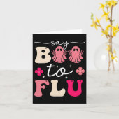 インフルエンザショットワクチンの面白いハロウィーンGhにブーと言う カード (黄色い花)