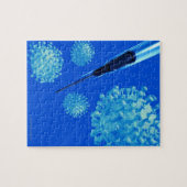 インフルエンザワクチン、コンセプチュアルコンピューターのアートワーク。 ジグソーパズル (横)