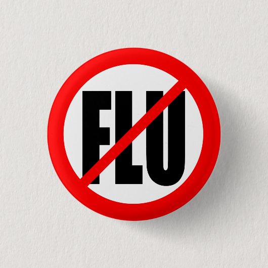 "インフルエンザ無し" 缶バッジ (正面)