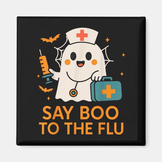 インフルエンザ看護師にブー Halloween ワクチン幽霊C マグネット (正面)
