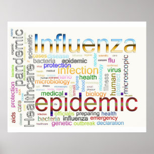 インフルエンザ関連文字 ポスター