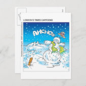 インフルエ霜の降りたンザクリスマスプレゼントとティおもしろいーズと戦う シーズンポストカード (正面/裏面)