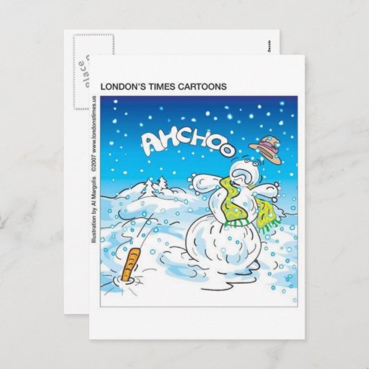 インフルエ霜の降りたンザクリスマスプレゼントとティおもしろいーズと戦う シーズンポストカード (正面/裏面)