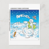 インフルエ霜の降りたンザクリスマスプレゼントとティおもしろいーズと戦う シーズンポストカード (正面)