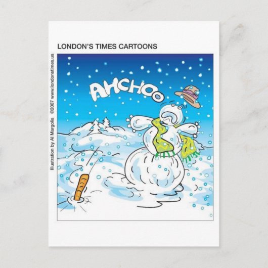 インフルエ霜の降りたンザクリスマスプレゼントとティおもしろいーズと戦う シーズンポストカード (正面)