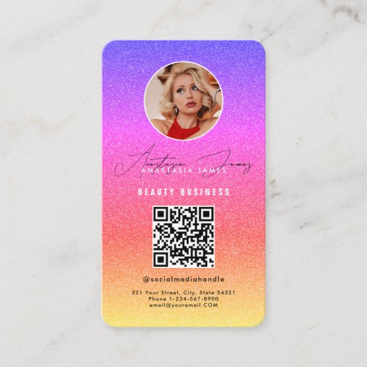 インフルエ食べ物を与えンサーグリッドQRコードビジネス 名刺 (正面)