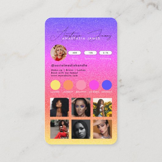 インフルエ食べ物を与えンサーグリッドQRコードビジネス 名刺 (裏面)