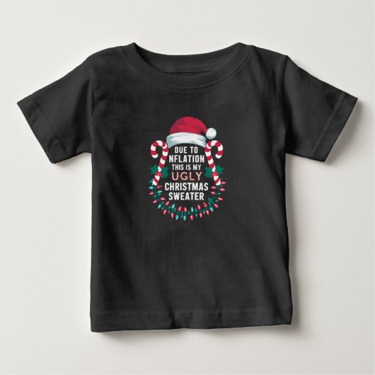 インフレおもしろいの醜いクリスマス・セーターのために ベビーTシャツ (正面)