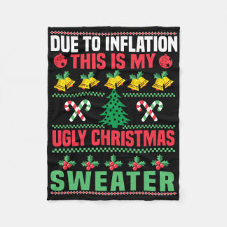 インフレのせいでこれが私のダサいクリスマスセーター フリースブランケット