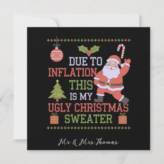 インフレのため、これは私の醜いクリスマスセーターである 招待状 (正面)