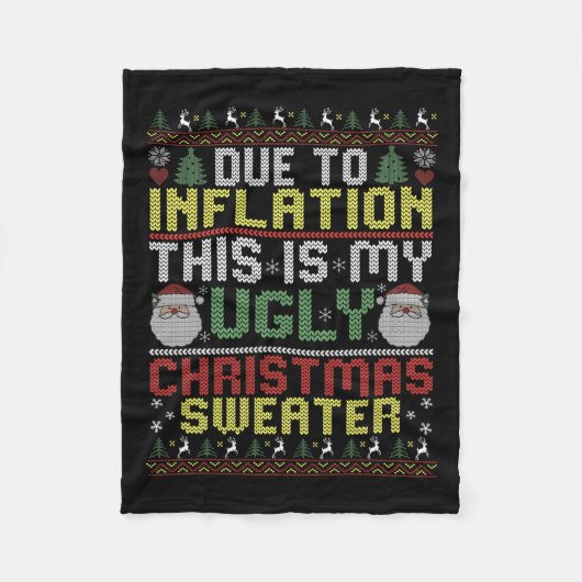 インフレのため、これは私の醜いセーター家族Ma フリースブランケット (正面)