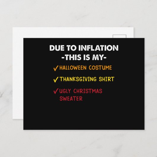 インフレの影響これは私のハロウィーンの感謝祭である ポストカード (正面/裏面)
