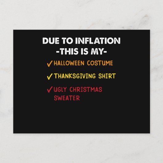 インフレの影響これは私のハロウィーンの感謝祭である ポストカード (正面)